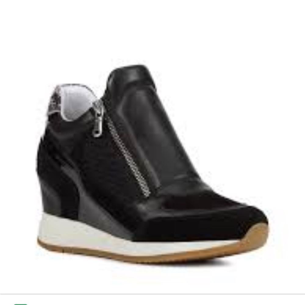 Geox Black and White Wedge Sneakers